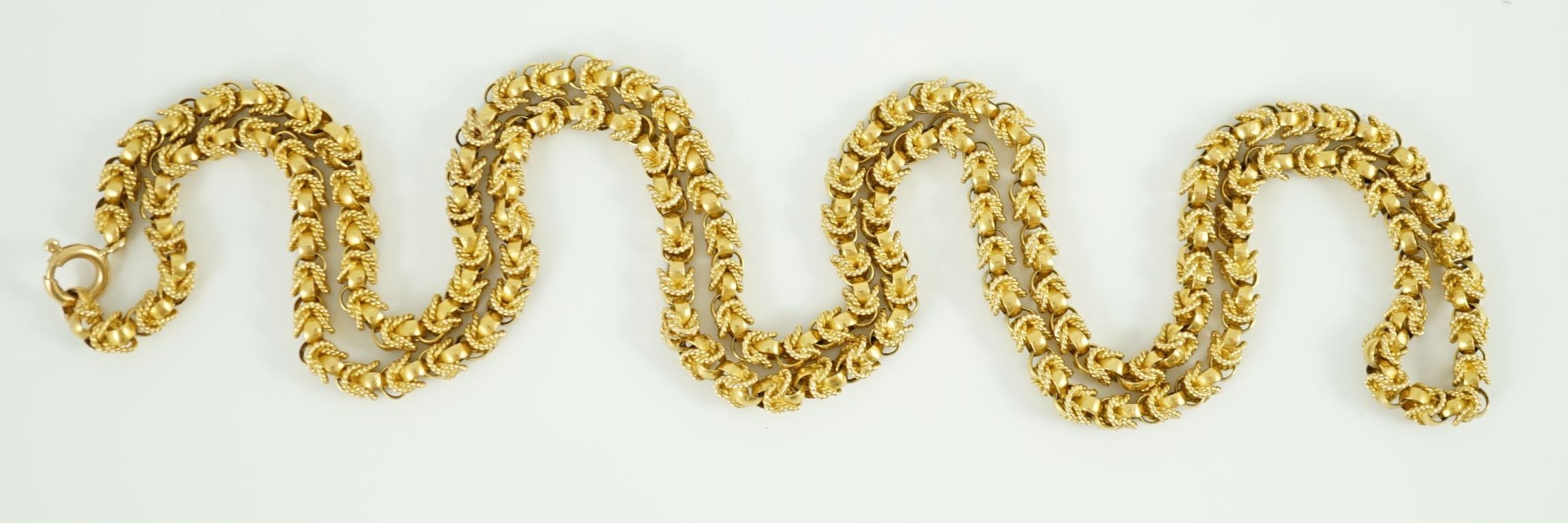A 20th century 750 yellow gold fancy link necklace